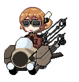 pixel art dude riding on a motocompo
